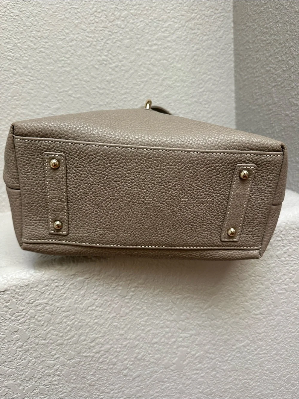 Taupe Leather Hobo Bag with Gold Hardware